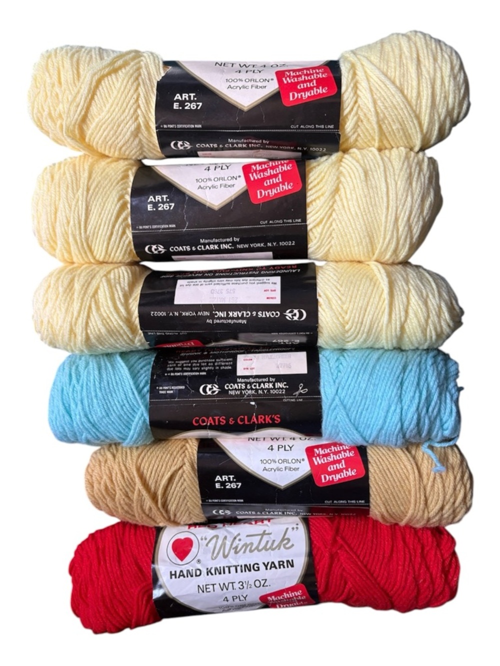 Vintage Red Heart Wintuk Yarn - Red,Yellow,Gold